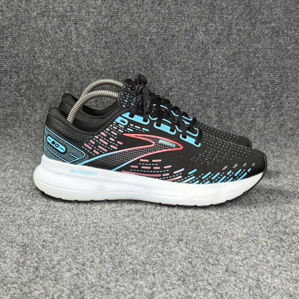 Brooks Glycerin 20 Running Shoe Men 8.5 Black Blue Cayenne Athletic Run Training